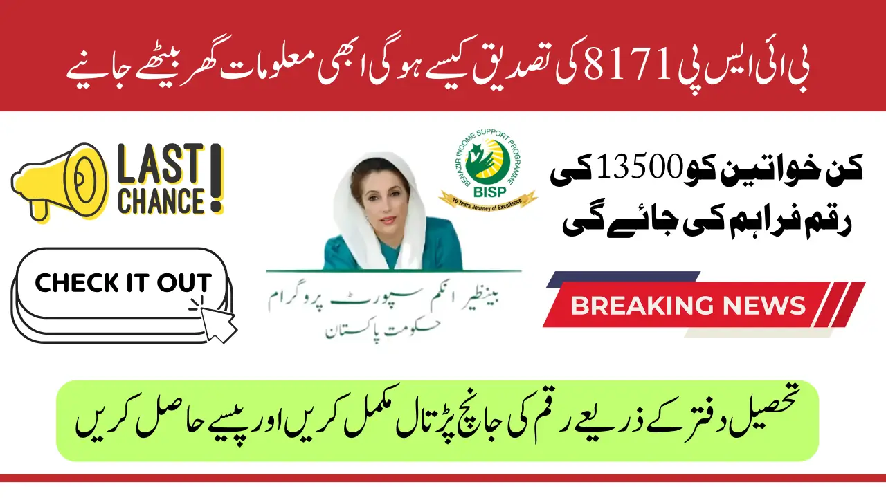 BISP 8171 Payment Verification For Unverified People May 2025 Via CNIC Through Tehsil Office